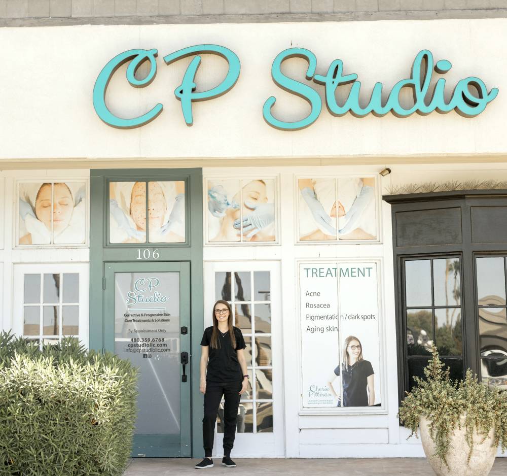 a person standing in front of a building