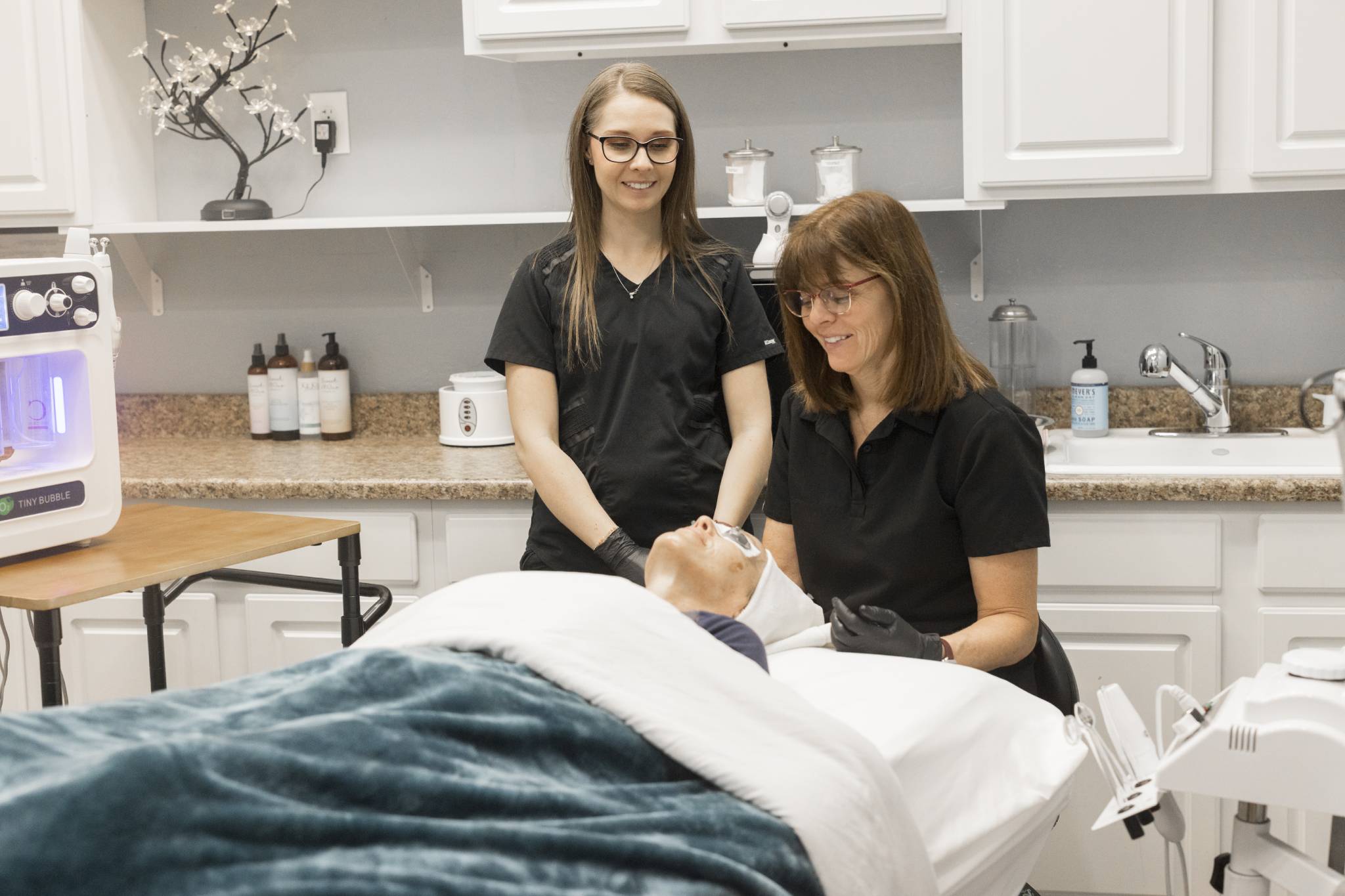 a person sitting on a bed